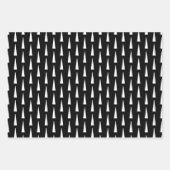 Moderne kerstbomen Sneeuwvlokken Zwart Wit Inpakpapier Vel (Voorkant 3)