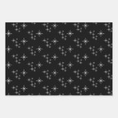 Moderne kerstbomen Sneeuwvlokken Zwart Wit Inpakpapier Vel (Voorkant)