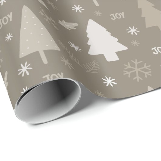 Moderne kerstbomen Taupe Cadeaupapier (Rol Hoek)