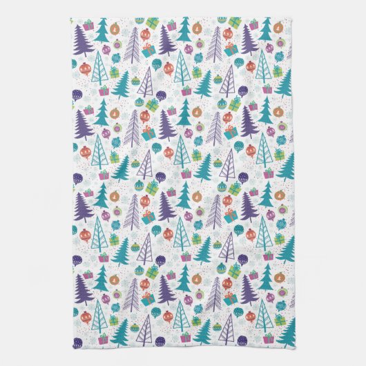 Moderne kerstbomen theedoek (Verticaal)