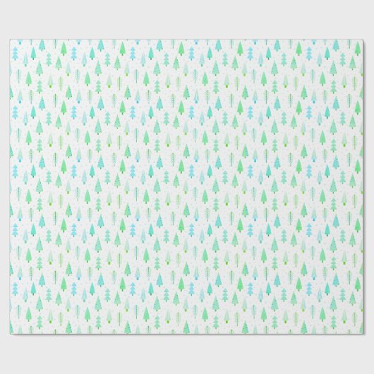 Moderne kerstbomen Turquoise Blue Pattern Cadeaupapier (Vlak)