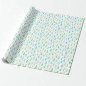 Moderne kerstbomen Turquoise Blue Pattern Cadeaupapier (Uitgerold)