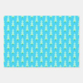 Moderne kerstbomen Turquoise Blue Pattern Trio Inpakpapier Vel (Voorkant 3)