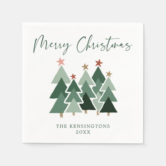 Moderne kerstbomen Typografie Servet (Voorkant)