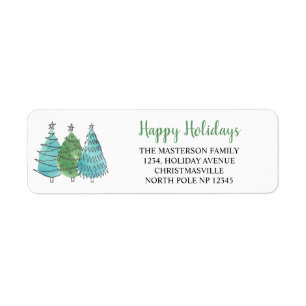 Moderne Kerstbomen Vakantie Retouradres Etiket