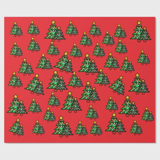 Moderne kerstbomen verpakken rood papier (Vlak)