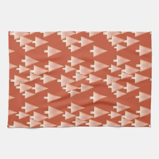 Moderne kerstbomen voor metalen - koper en roest theedoek (Horizontaal)