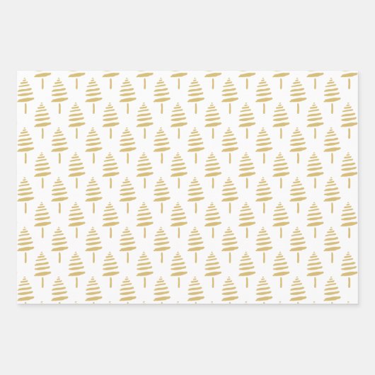Moderne kerstbomen voor rood en gouden kerst inpakpapier vel (Voorkant 3)