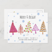 Moderne kerstbomen vrolijk helder bewegen aankondigingskaart (Voorkant / Achterkant)