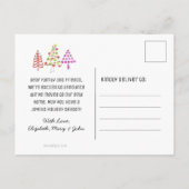 Moderne kerstbomen vrolijk helder bewegen aankondigingskaart (Achterkant)