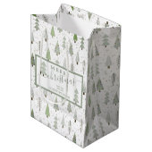 Moderne kerstbomen VROLIJK KERSTSCRIPT Wijze Medium Cadeauzakje (Voorkant Gekanteld)