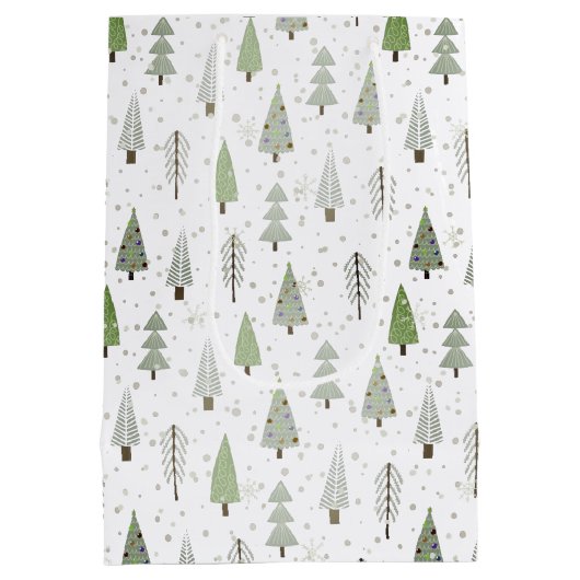 Moderne kerstbomen VROLIJK KERSTSCRIPT Wijze Medium Cadeauzakje (Achterkant)