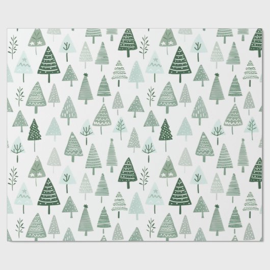 Moderne kerstbomen wit en groen cadeaupapier (Vlak)