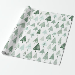Moderne kerstbomen wit en groen cadeaupapier