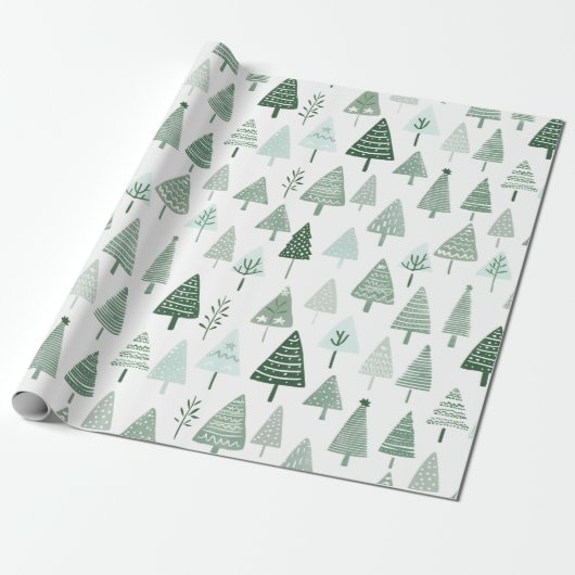 Moderne kerstbomen wit en groen cadeaupapier (Uitgerold)