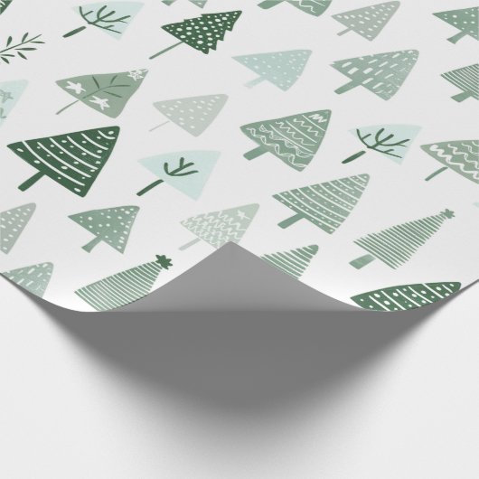 Moderne kerstbomen wit en groen cadeaupapier (Hoek)