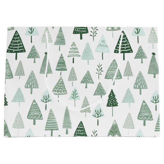 Moderne kerstbomen wit en groen groot cadeauzakje (Voorkant)