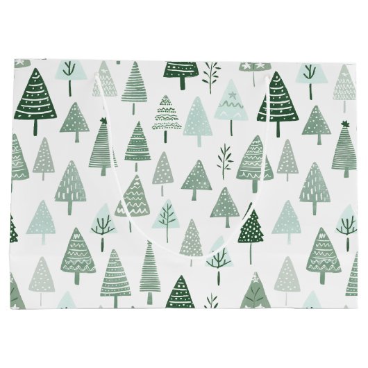 Moderne kerstbomen wit en groen groot cadeauzakje (Achterkant)