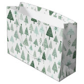 Moderne kerstbomen wit en groen groot cadeauzakje (Achterkant Gekanteld)