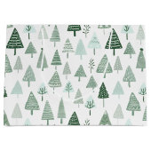 Moderne kerstbomen wit en groen groot cadeauzakje (Voorkant)