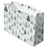 Moderne kerstbomen wit en groen groot cadeauzakje (Achterkant Gekanteld)