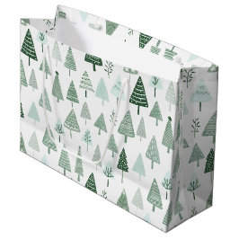 Moderne kerstbomen wit en groen groot cadeauzakje