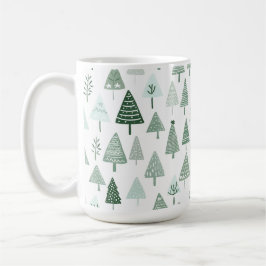 Moderne kerstbomen wit en groen koffiemok