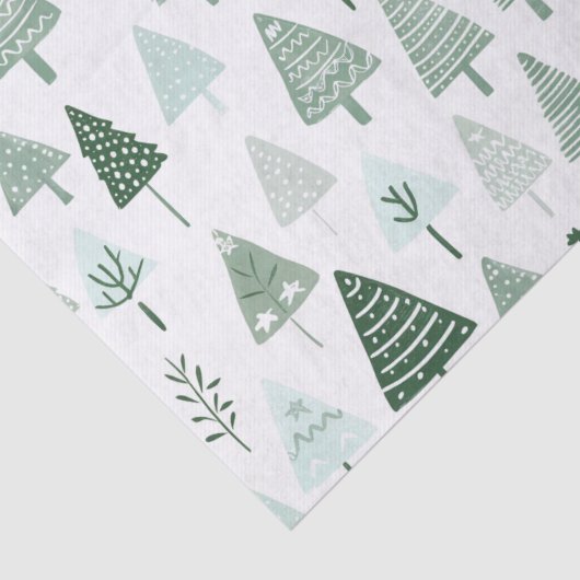 Moderne kerstbomen wit en groen tissuepapier (Detail)