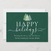Moderne Kerstbomen Zakelijk Logo Groen Feestdagenkaart (Voorkant)
