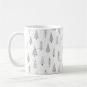 Moderne Kerstbomen Zilver Grijs Monogram Koffiemok (Links)