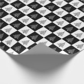 Moderne Kerstbomen Zwart & Wit Patroon Cadeaupapier (Hoek)