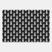 Moderne Kerstbomen Zwart Zilver Grijs Patroon Inpakpapier Vel (Voorkant 3)