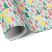 Moderne Kerstbomenbos in meerdere kleuren Cadeaupapier (Rol Hoek)