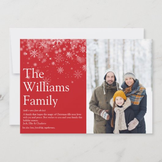 Moderne kerstboodschap voor familie feestdagenkaart (Voorkant)