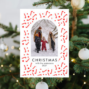 Moderne Kerstboog Familie Kerstmis Feestdagenkaart