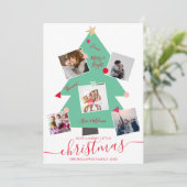 Moderne kerstboom 5 foto-collage aankondiging (Staand voorkant)