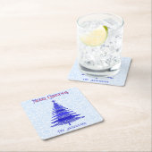 Moderne kerstboom - Aangepaste blauwe sneeuwvlokke Kartonnen Onderzetters (Insitu)