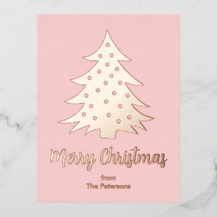 Moderne kerstboom aangepaste Roos Gold Folie Feestdagen Briefkaart