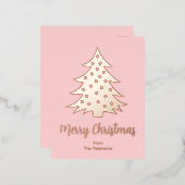 Moderne kerstboom aangepaste Roos Gold Folie Feestdagen Briefkaart (Voorkant / Achterkant)