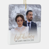 Moderne kerstboom als Mr & Mrs. Keramisch Ornament (Rechts)