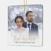 Moderne kerstboom als Mr & Mrs. Keramisch Ornament (Links)