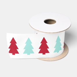 Moderne kerstboom, Aqua en Red Satijnen Lint