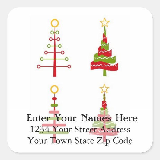 Moderne kerstboom Art Return Address Label (Voorkant)