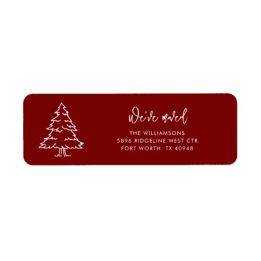 Moderne kerstboom bewegend retouradres etiket (Voorkant)