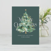 Moderne kerstboom bewegende aankondigingskaart feestdagenkaart (Staand voorkant)