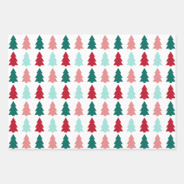 Moderne kerstboom, Blauwgroen, Aqua, Rood Inpakpapier Vel