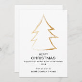 Moderne Kerstboom Business Logo Wit Feestdagenkaart (Voorkant / Achterkant)