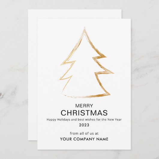 Moderne Kerstboom Business Logo Wit Feestdagenkaart (Voorkant / Achterkant)