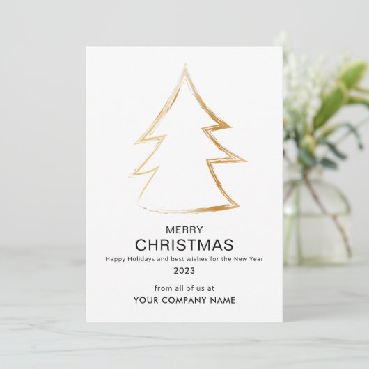 Moderne Kerstboom Business Logo Wit Feestdagenkaart (Staand voorkant)