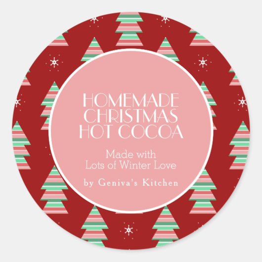 Moderne kerstboom Caca Homemade Mix Ronde Sticker (Voorkant)